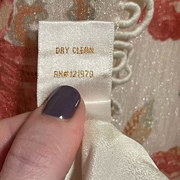 Anthropologie-{Champagne & Strawberry}- Shimmer Rose Button Down Lace Trim Dress - Picture 7 of 9